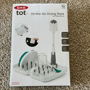 Oxo Tot Portable Drying Rack with Bottle Brush - White and Gray